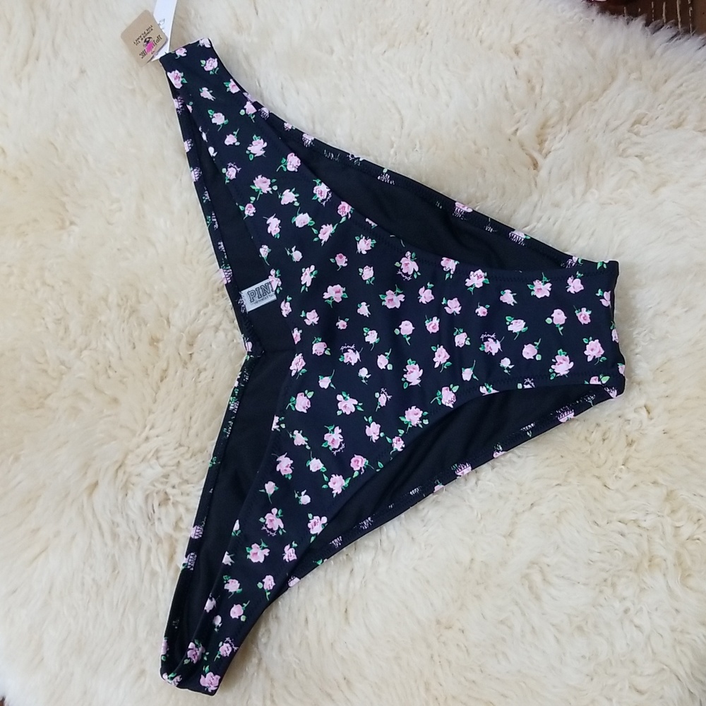 Pink Swimming Suit Bikini Bottom Floral Women Size XXL Black and Pink